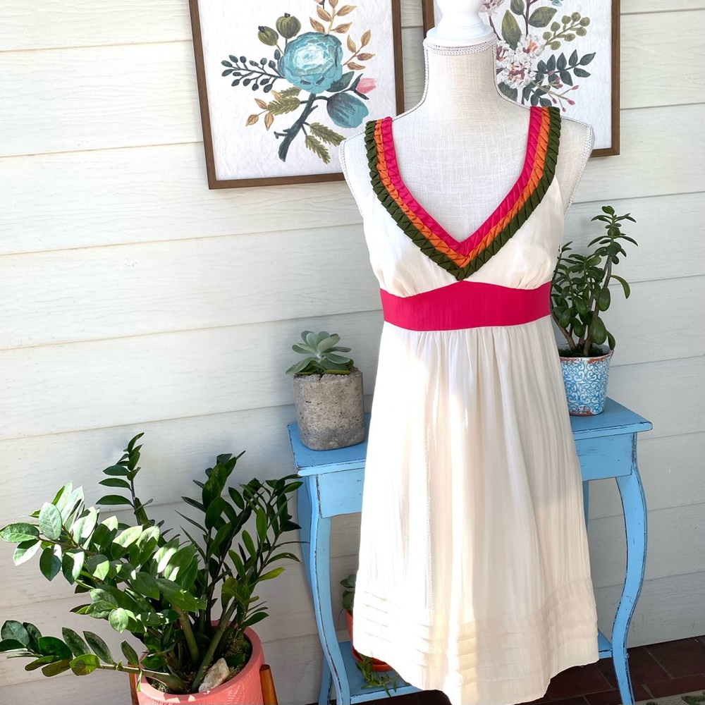 Tibi 100% SILK Sleeveless V-Neck Dress